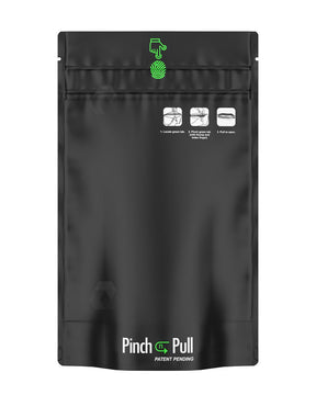 Matte-Black 6" x 9.8" Pinch N Pull Mylar Child Resistant & Tamper Evident Bags (28 Grams) 250/Box Humidity Packs - 2
