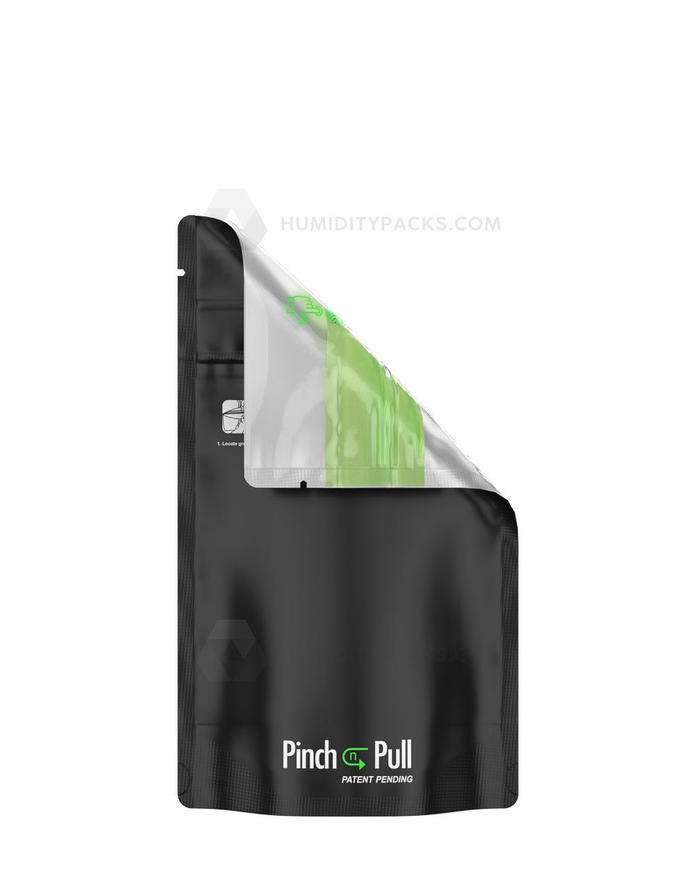 Matte-Black 4" x 7" Pinch N Pull Vista Mylar Child Resistant & Tamper Evident Bags (7 grams) 250/Box Humidity Packs - 1