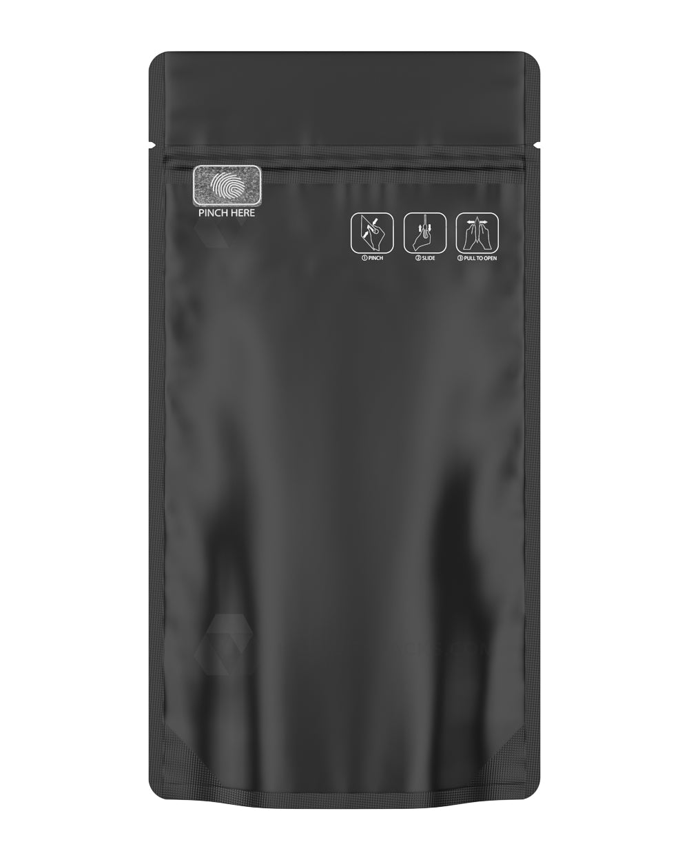 Matte-Black 5" x 8.8" Pinch N Pull 3.0 Mylar Child Resistant & Tamper Evident Bags (14 grams) 250/Box