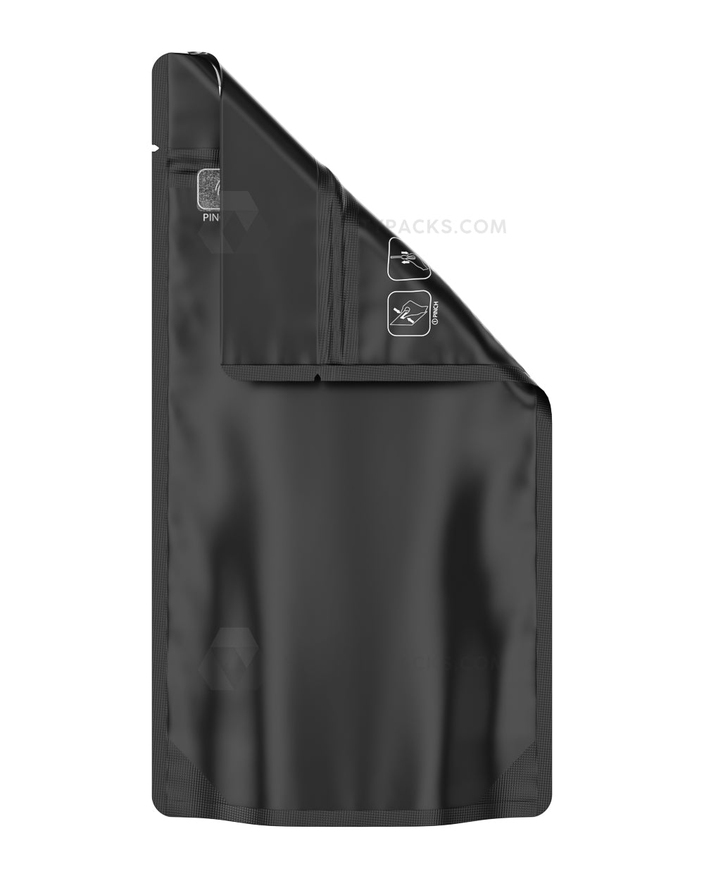 Matte-Black 5" x 8.8" Pinch N Pull 3.0 Mylar Child Resistant & Tamper Evident Bags (14 grams) 250/Box