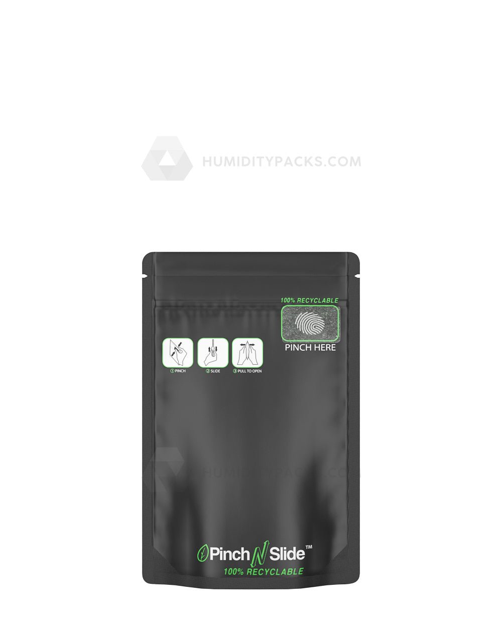 Matte-Black 3.6" x 5.7" Pinch N Slide 3.0 Mylar Child Resistant & Tamper Evident Bags (3.5 grams) 250/Box Humidity Packs - 1
