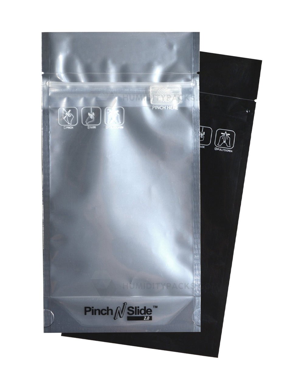 Black 5" x 8.5" Pinch N Slide 2.0 Mylar Child Resistant & Tamper Evident Vista Bags (14 grams) 250/Box Humidity Packs - 1