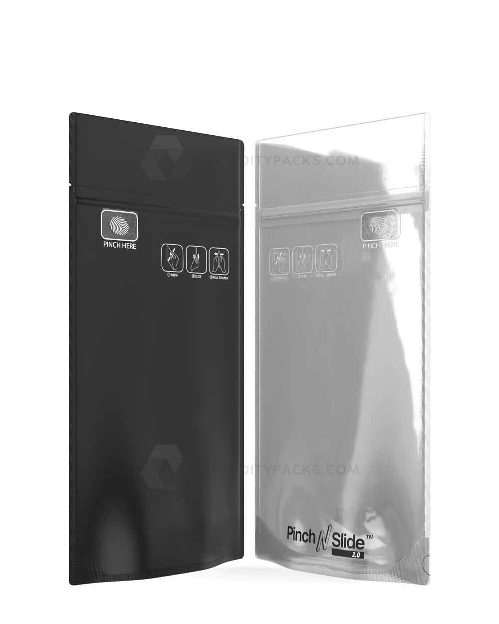 Matte-Black 5" x 8.8" Pinch N Slide 3.0 Mylar Child Resistant & Tamper Evident Vista Bags (14 grams) 250/Box