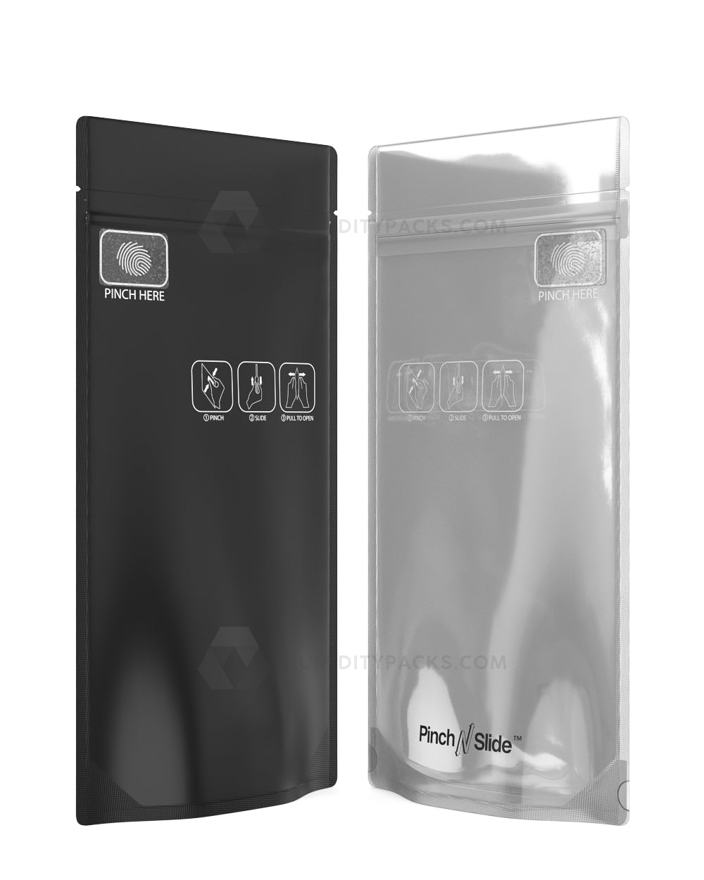 Matte-Black 4" x 7.4" Pinch N Slide 3.0 Mylar Child Resistant & Tamper Evident Vista Bags (7 grams) 250/Box