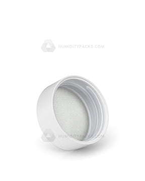 38mm Smooth Push and Turn Child Resistant Plastic Caps With Foil & Heat Liner - White - 320/Box Humidity Packs - 2