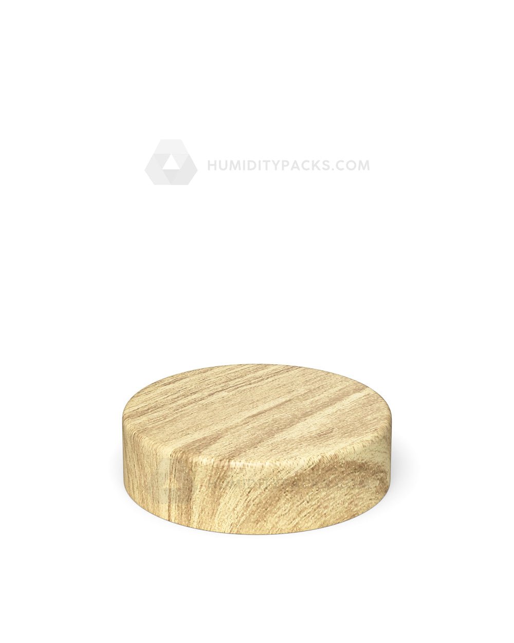 50mm Push and Turn Smooth Child Resistant Plastic Caps With Foam Liner - Maple Wood - 100/Box Humidity Packs - 3
