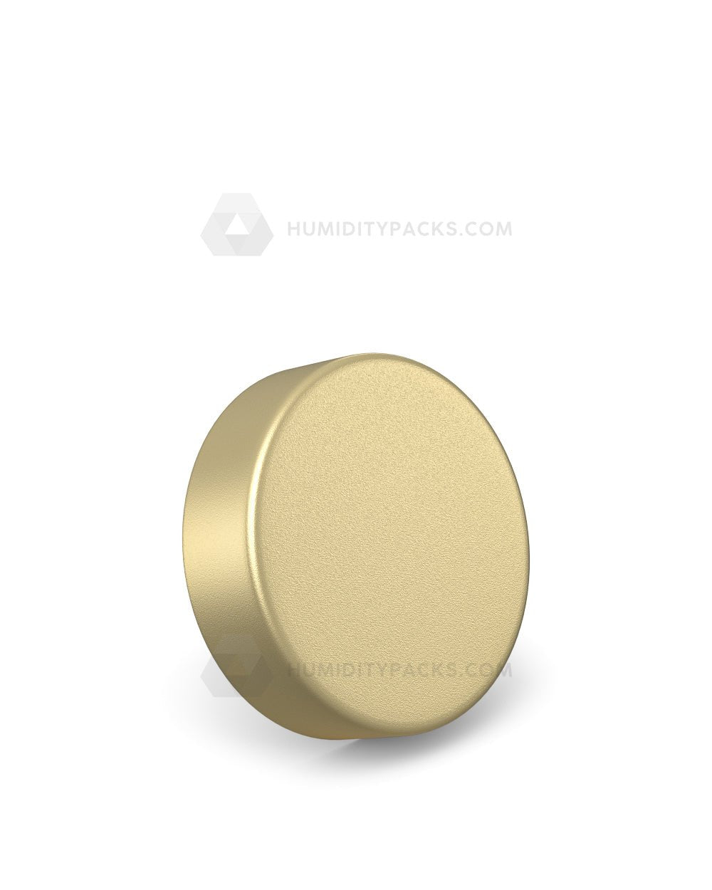50mm Push and Turn Smooth Child Resistant Plastic Caps With Foam Liner - Matte Gold - 100/Box Humidity Packs - 1