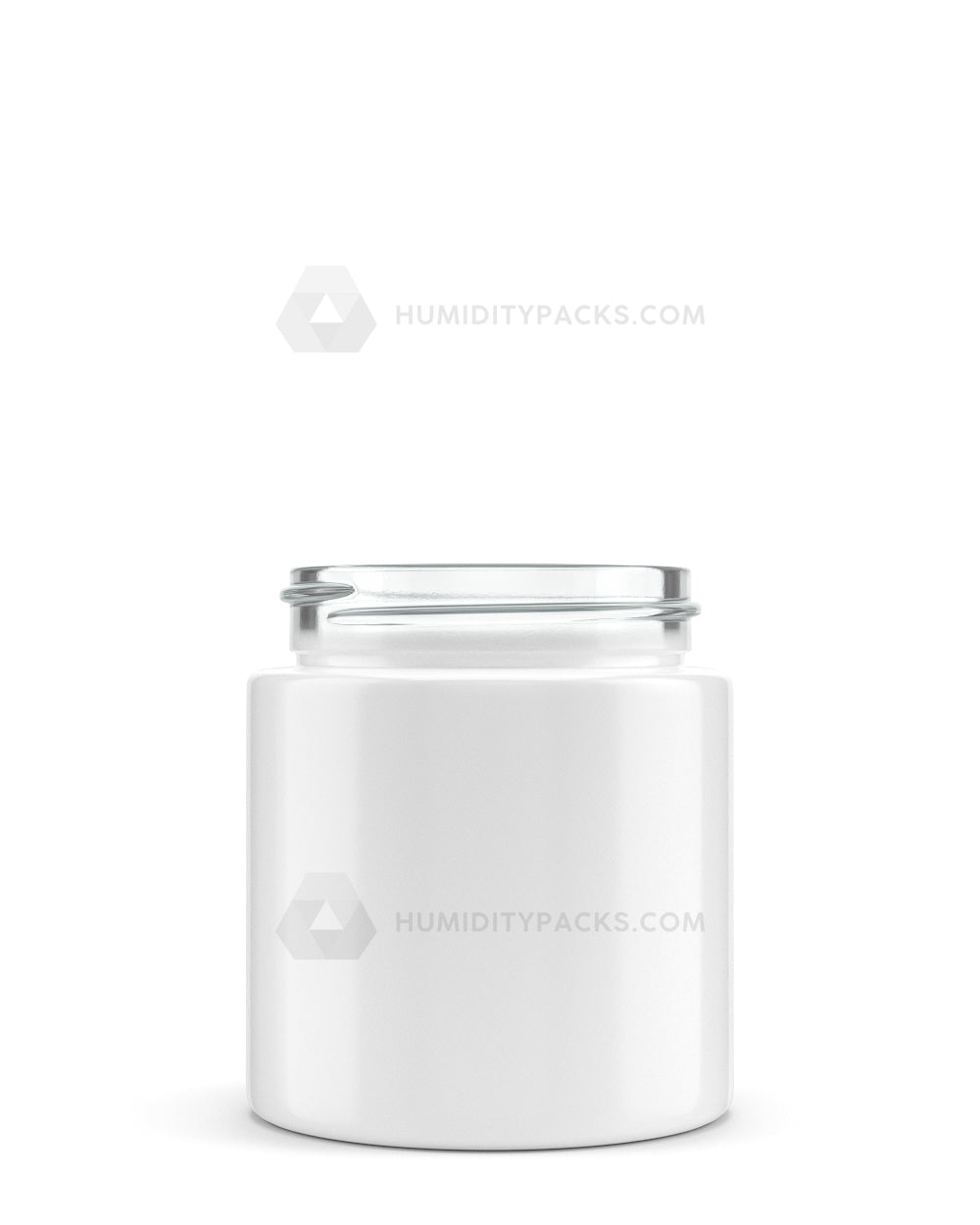 50mm Straight Sided Glossy White 3oz Glass Jar 100/Box Humidity Packs - 1