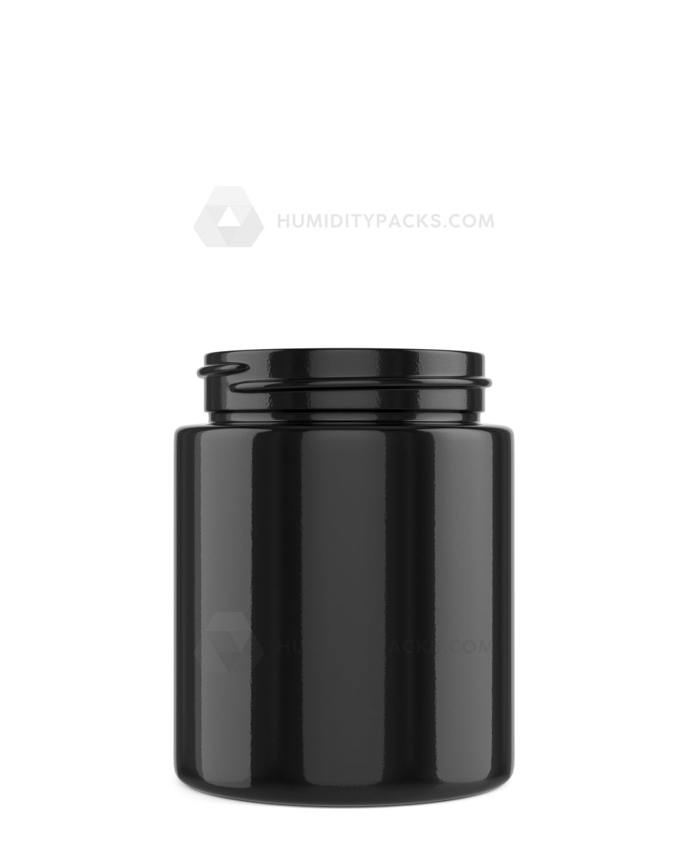 50mm Straight Sided Glossy Black 4oz Glass Jar 100/Box