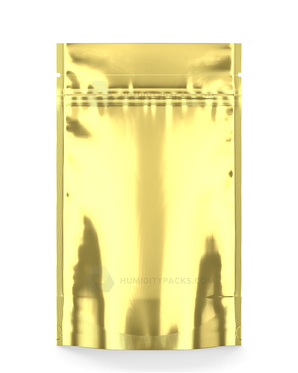 Glossy-Gold 5" x 8.1" Vista Mylar Tamper Evident Bags (14 gram) 1000/Box Humidity Packs - 3