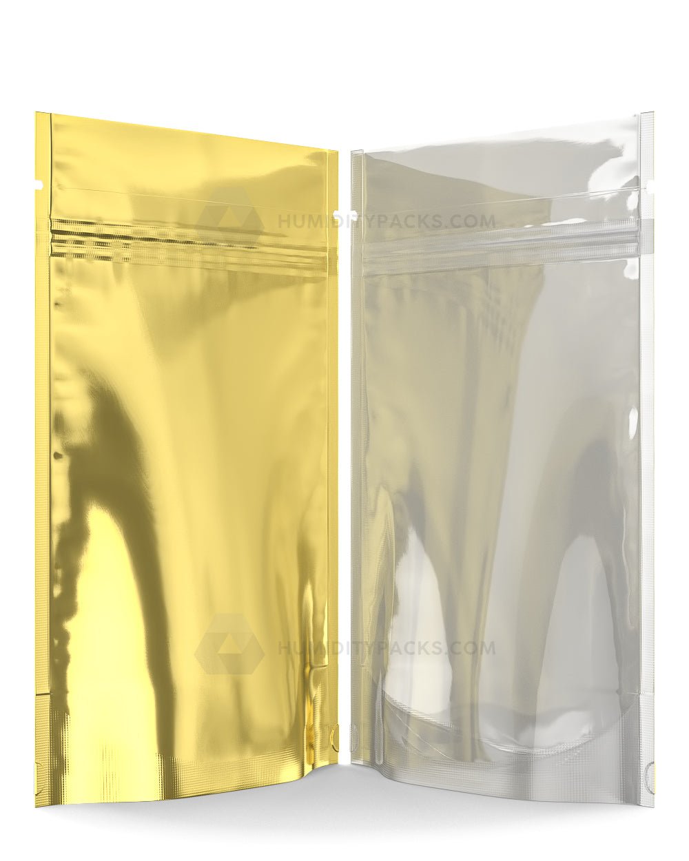 Glossy-Gold 5" x 8.1" Vista Mylar Tamper Evident Bags (14 gram) 1000/Box Humidity Packs - 2