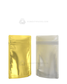 Matte-Gold 3.6" x 5" Vista Mylar Tamper Evident Tear Notch Bags (3.5 grams) 1000/Box Humidity Packs - 2