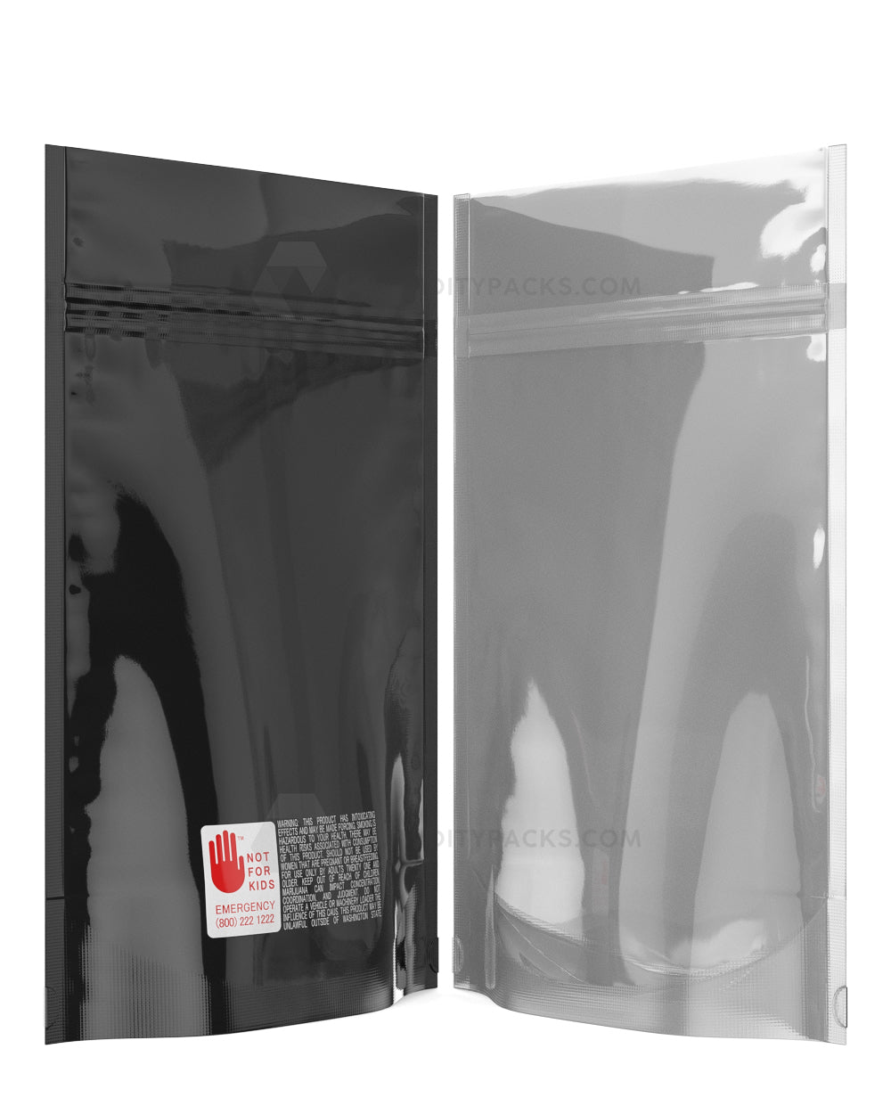 Glossy-Black 5" x 8.14" Vista Mylar Tamper Evident Bags for WA State (14 grams) 1000/Box