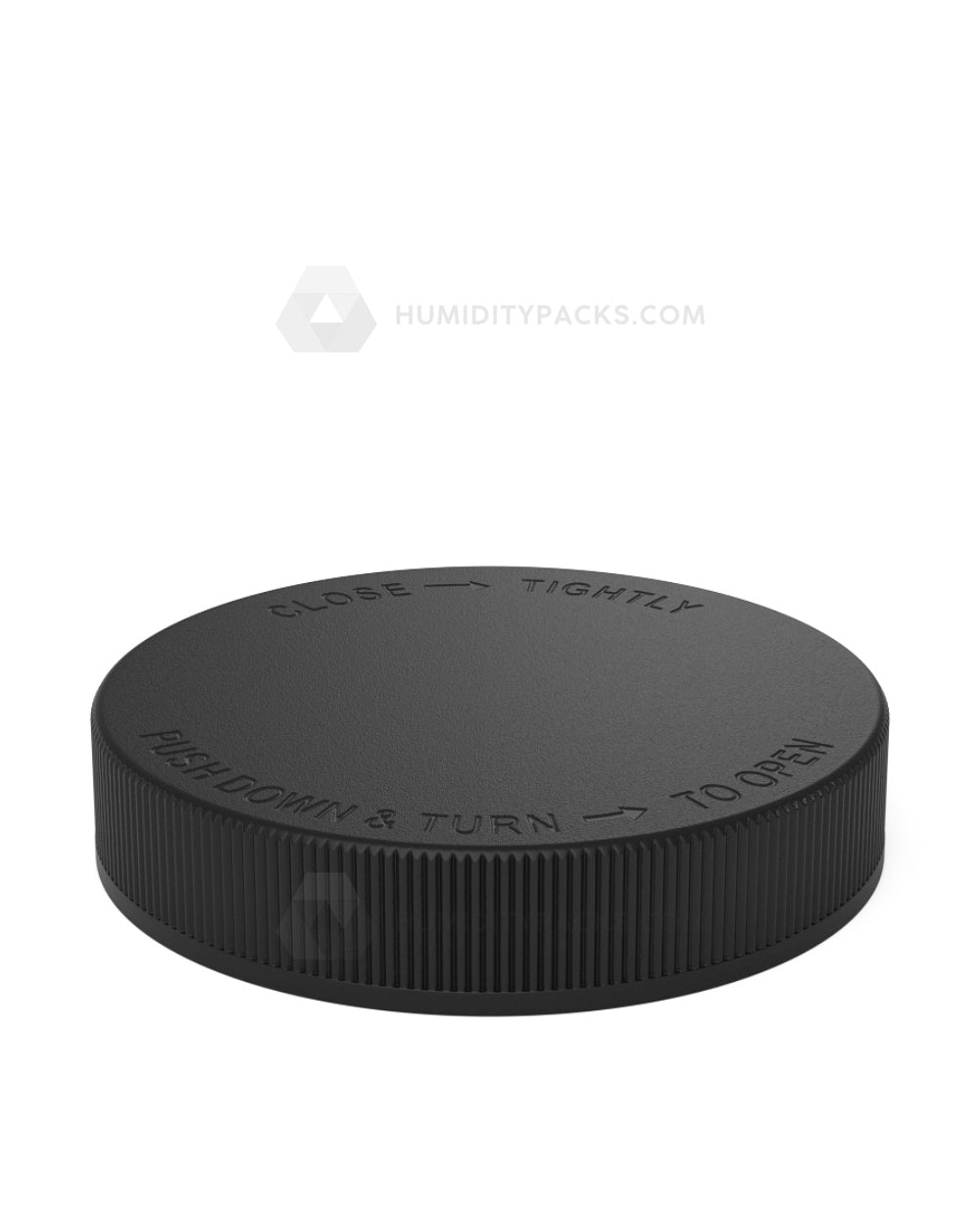 89mm Push and Turn Ribbed Child Resistant Plastic Caps With Foam Liner - Semi Gloss Black - 205/Box