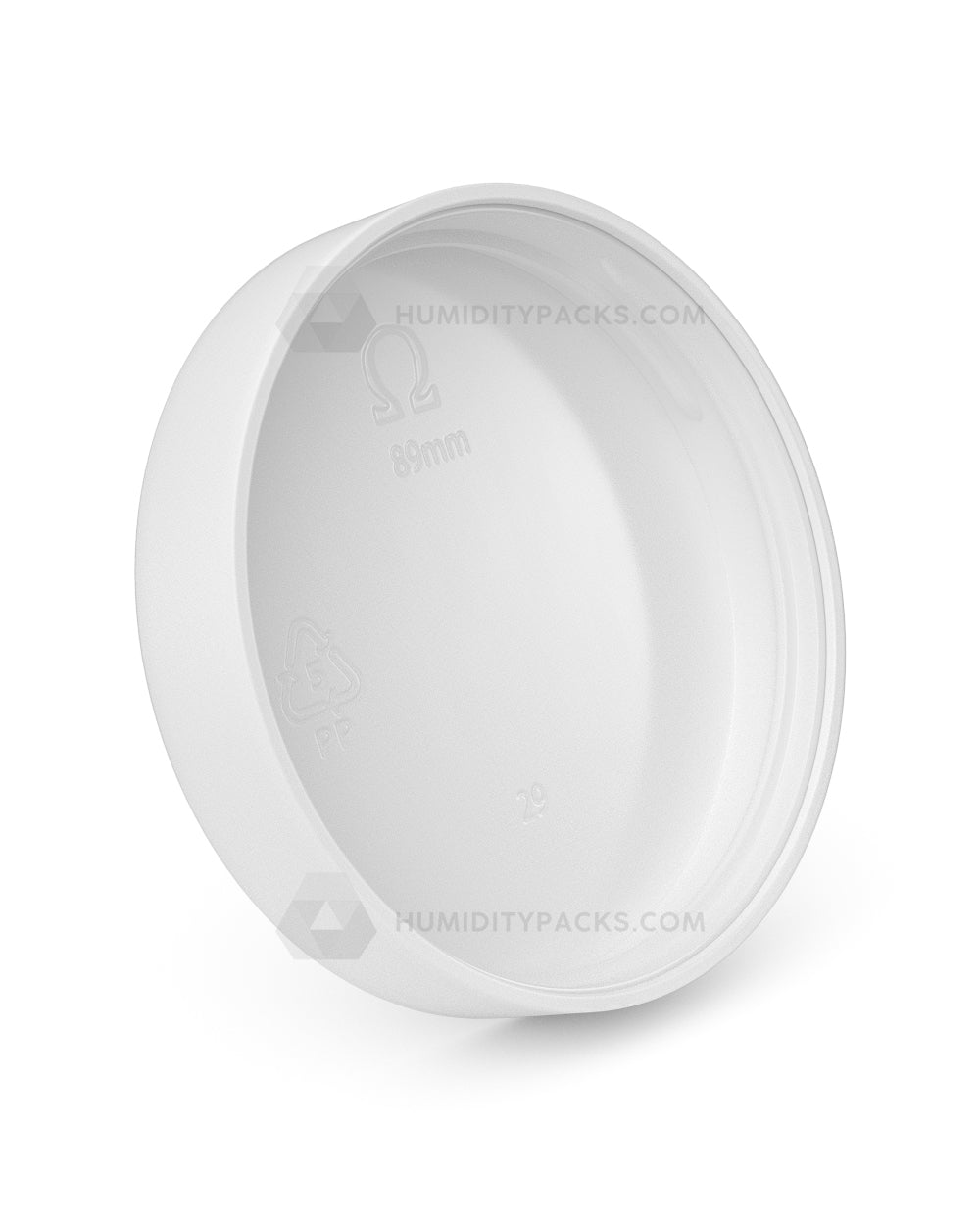 89mm Push and Turn Smooth Child Resistant Plastic Caps With Foam Liner - Semi Gloss White - 205/Box